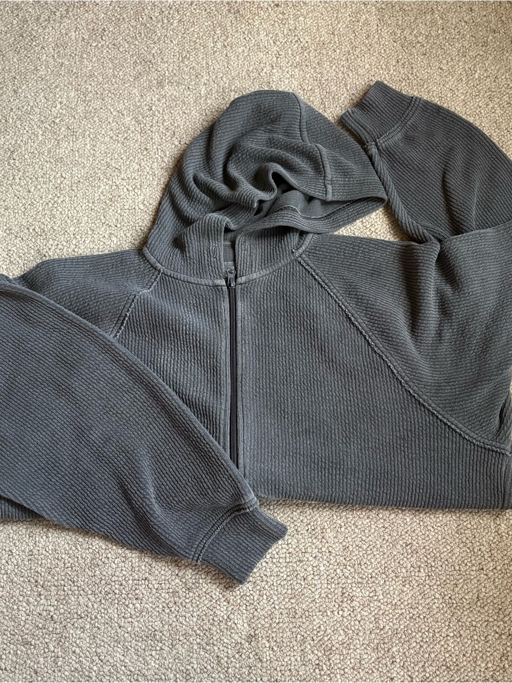 aerie Zip-Up OversizedHooded Sweater - Charcoal